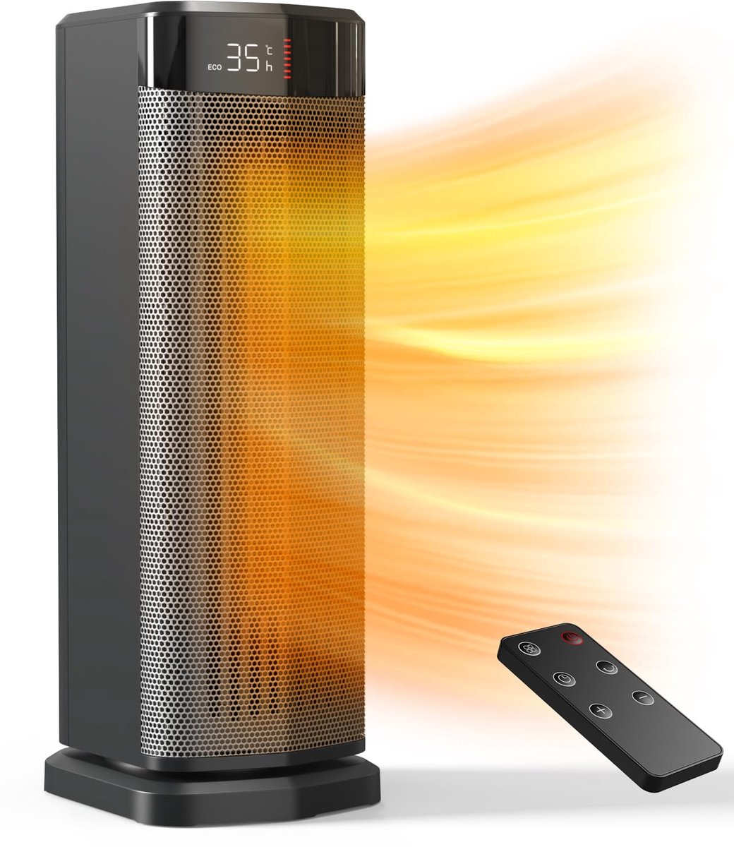SnelShoppen - Elektrische Verwarming 2000W PTC Heater met 4 Modi, ECO-Modus, 90° Oscillatie, 24 Uur Timer en Afstandsbediening voor Thuis, Kantoor, Ca