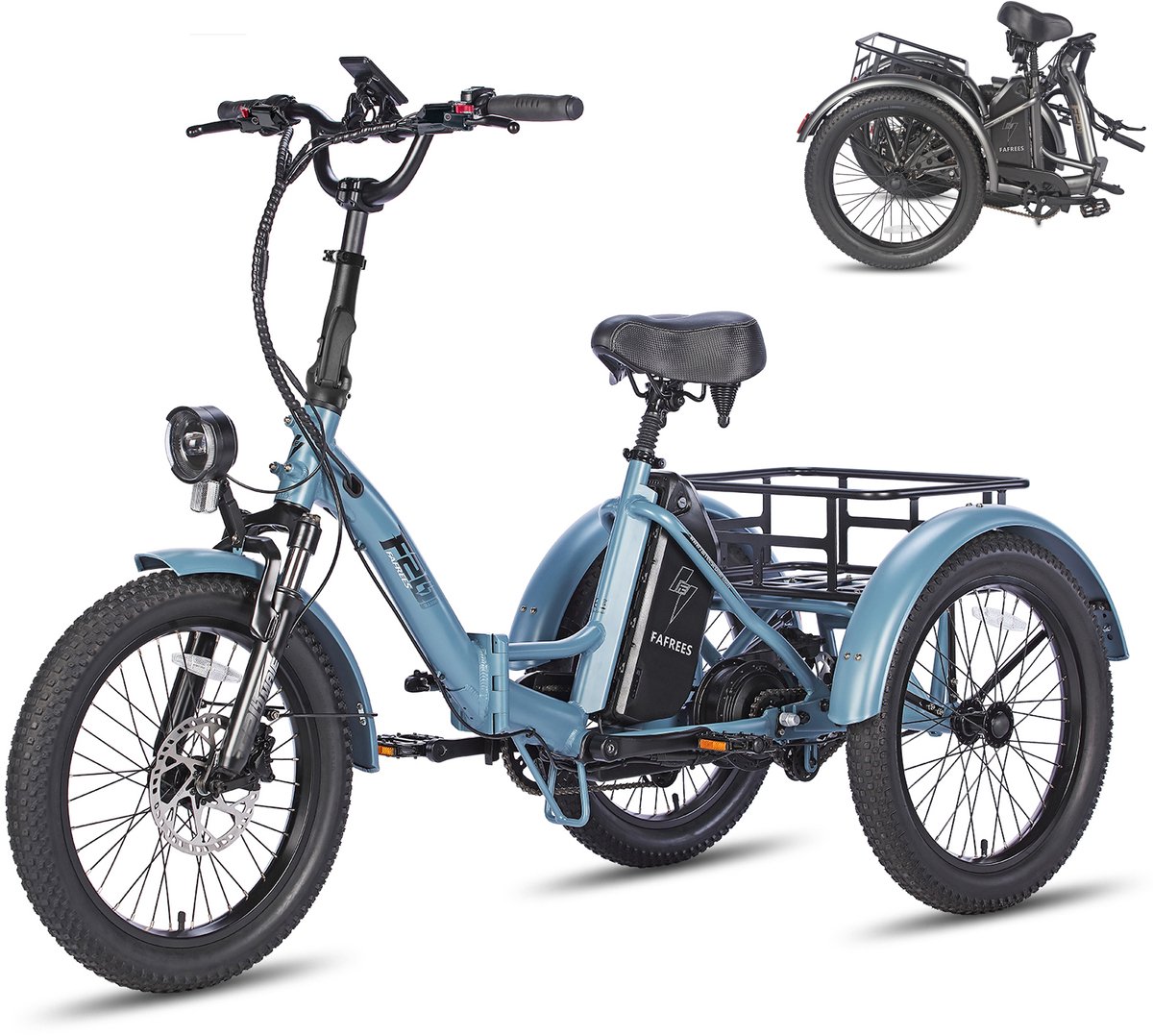 Fafrees F20 Mate Elektrische Driewieler - Opvouwbare Cargo E-Bike - 250W Motor - 48V 20Ah Accu - 20x3.0 Inch Brede Banden - Hydraulische Schijfremmen - Max 180kg Belasting