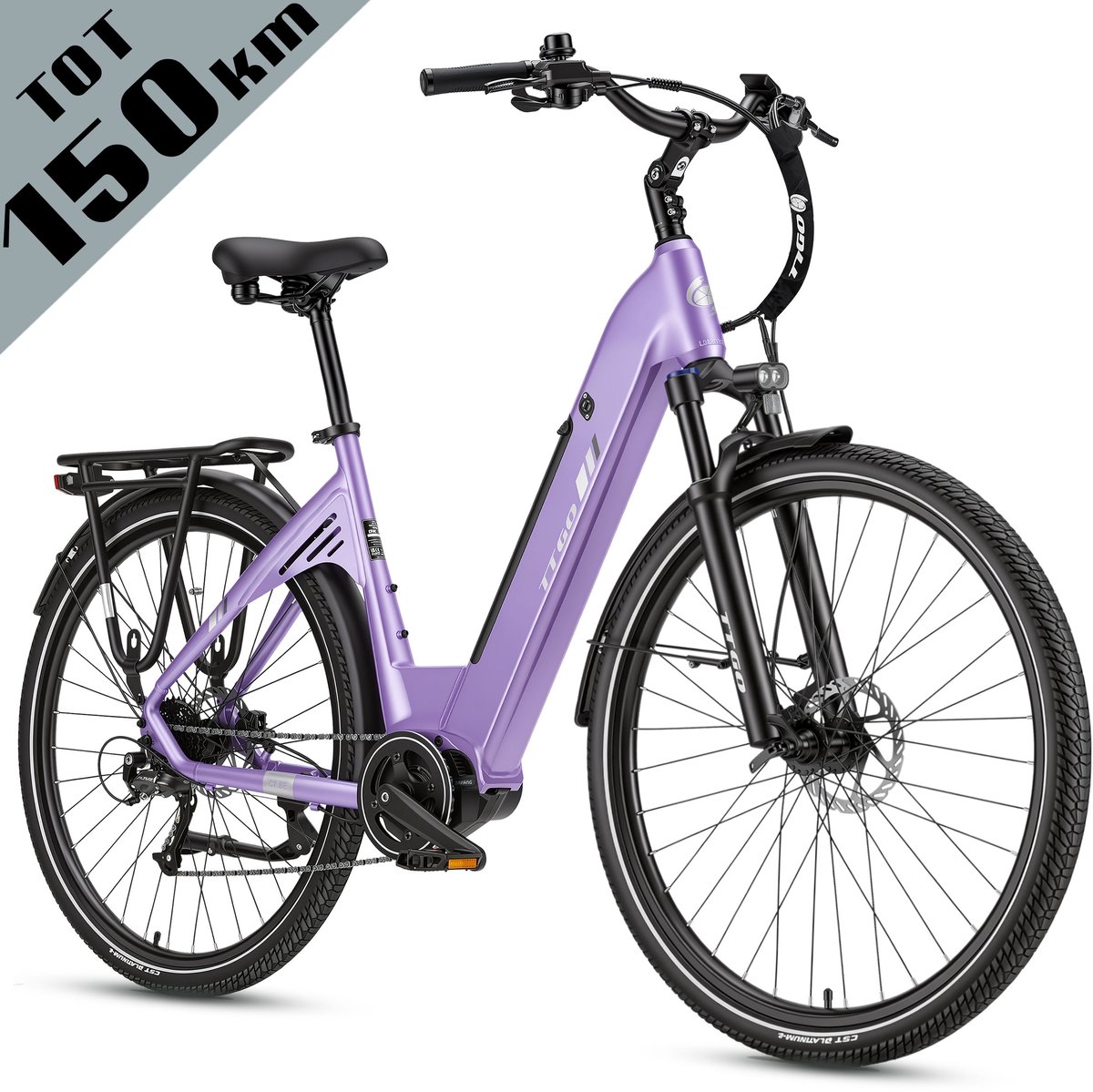 TTGO C7 SE Elektrische Fiets – 648WH Lithium Accu – Actieradius tot 150 km – Middenmotor – 28×2.0 inch Banden – Hydraulische Schijfremmen – Shimano 9 Versnellingen – Verende Voorvork met Lock-out – Elektrische Stadsfiets