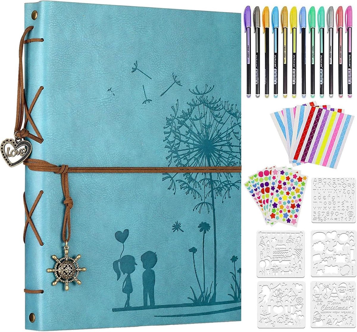 SnelShoppen - DIY Fotoalbum 60 Pagina's - Vintage Scrapbook met Zwarte Bladzijden - Perfect voor Familie, Reizen en Bruiloften - 22x28 cm Dandelion De