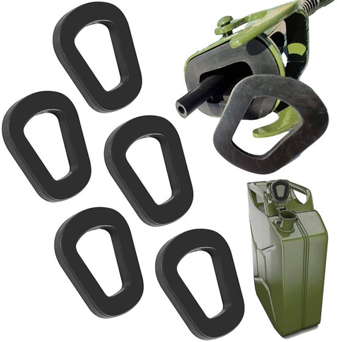 rubberen afdichtingen - jerrycan afdichtingen - vervangingsset - zwarte afdichtingen - voor benzine en olie - voor 5, 10, 20 liter jerrycans