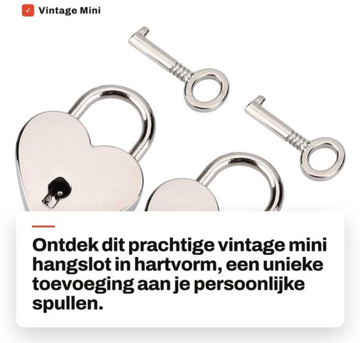 Hangslot Vintage Hartvorm - Mini Hangslot - Cijferslot - Sleutel - Zinklegering - Roestvrij staal - Duurzaam - Sloten
