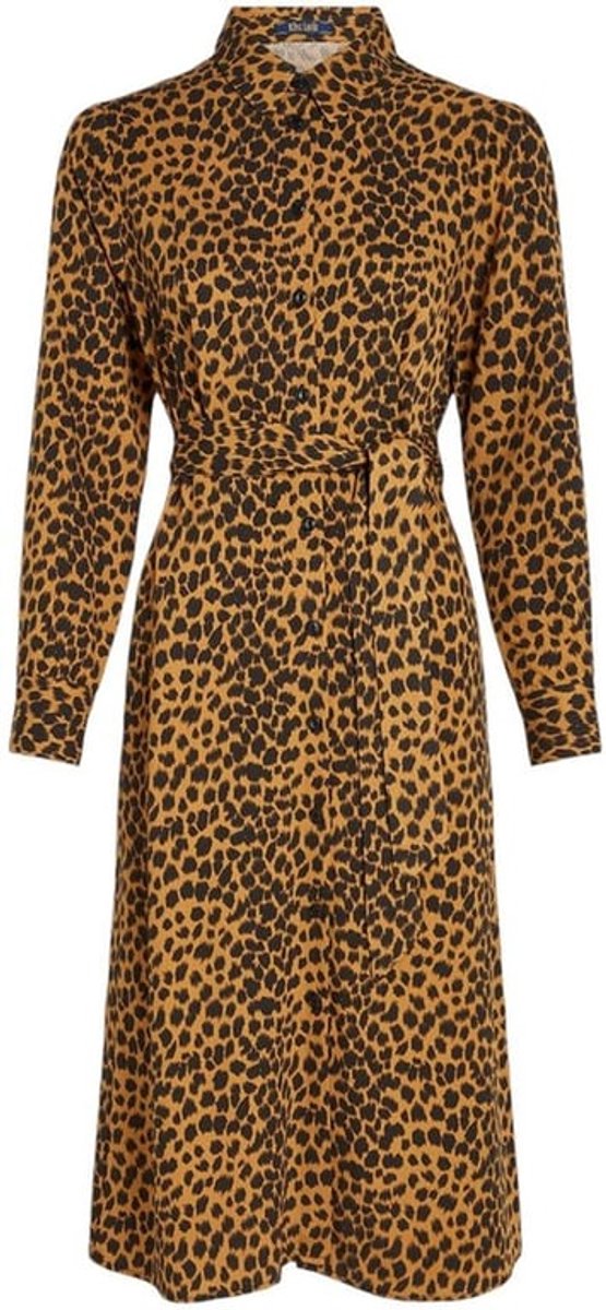 Blousejurk - Stijlvolle Damesjurk - Lange Mouwen - Knoopsluiting - Zijdelingse Steekzakken - Dierenprint - Jurk
