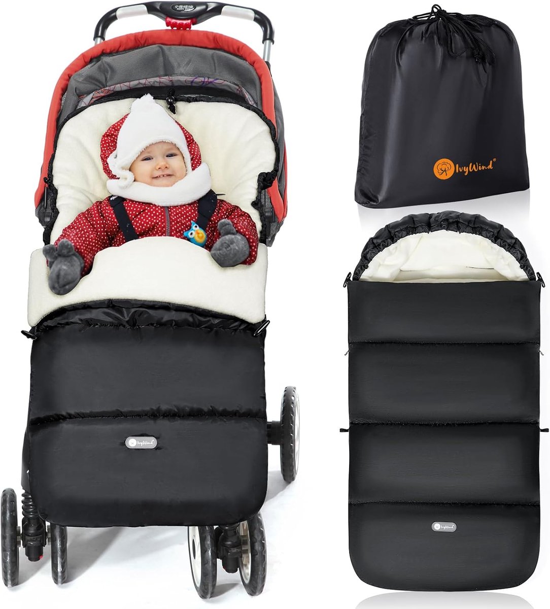 SnelShoppen - Universele Voetenzak voor Kinderwagen, Winter Voeten voor Buggy met Trekkoord, Praktische Ritsen en Afneembaar Ontwerp, Waterdicht & Duu