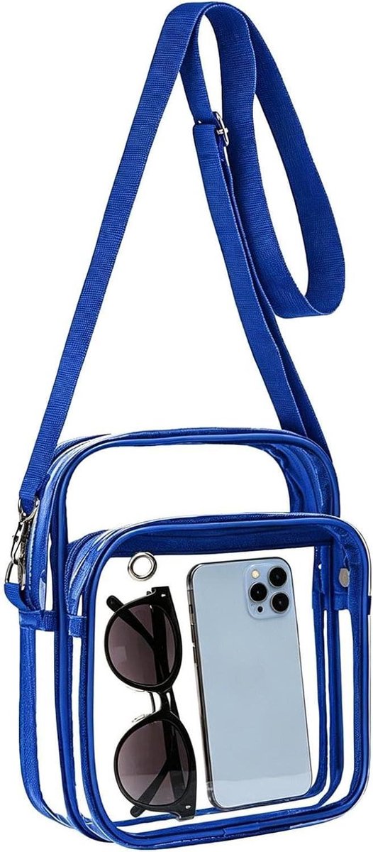 Doorzichtige Tas - Transparante Schoudertas - Stadion Bezoek - Waterdicht PVC Materiaal - 22 x 5 x 18 cm - Zwart