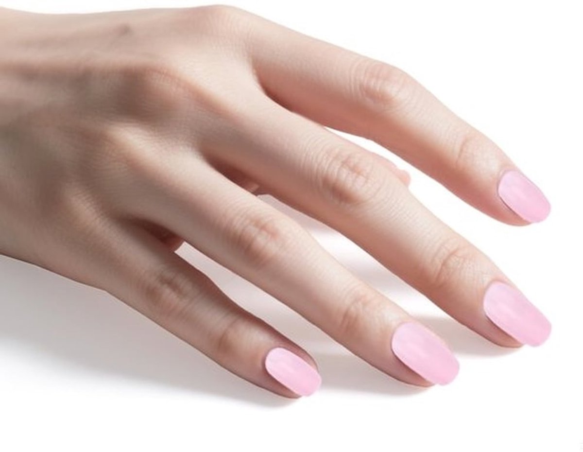 Persnagels 24st - Korte Vierkante Nepnagels - Zelfklevende Nagels - Jelly Lijm - Nagelvijl - Roze Plastic Hars