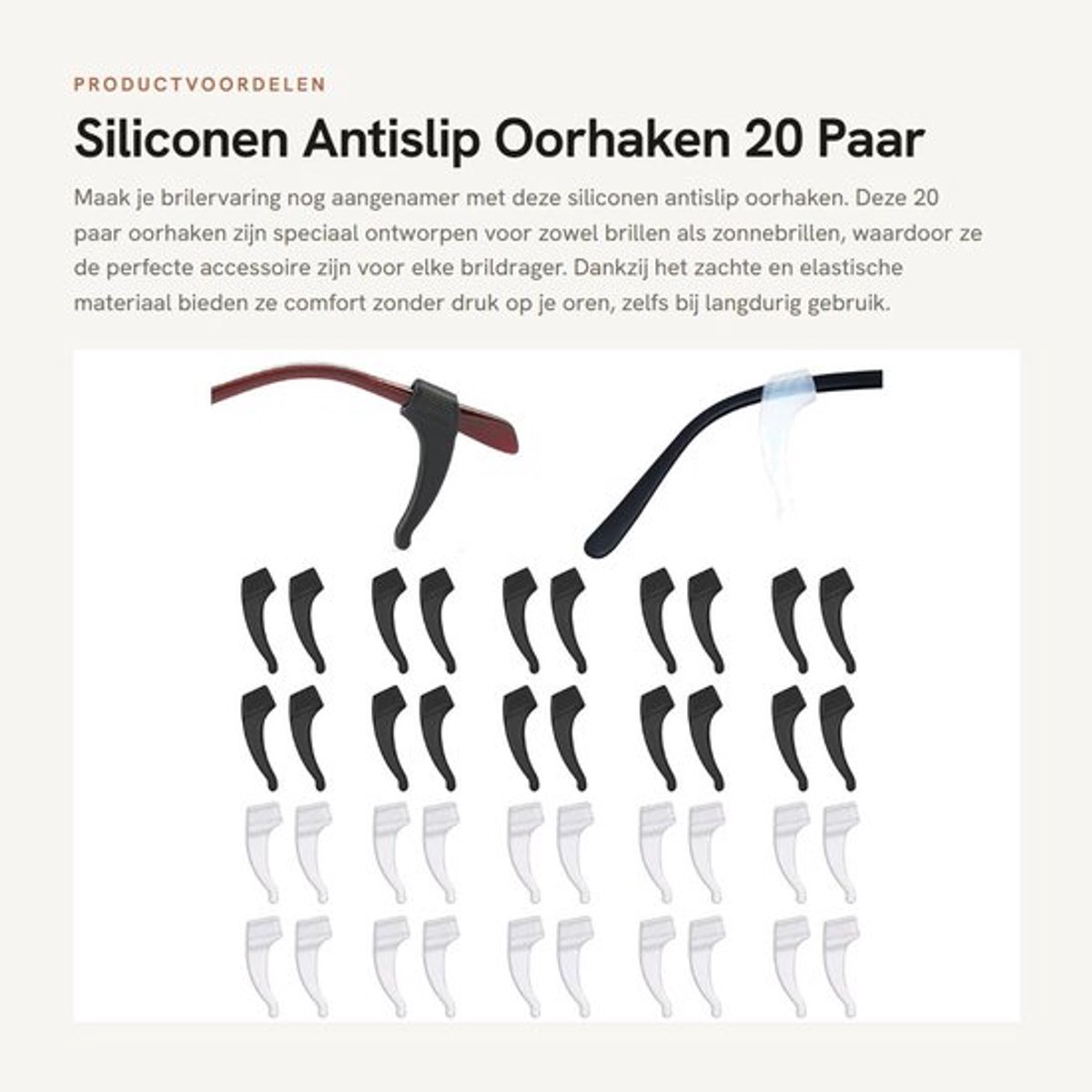 Oorhaken Antislip - 20 Paar Siliconen Oorhaken - Brillenpootjes - Brilhouder - Zacht/Elastisch - Comfortabel en Herbruikbaar - Brilaccessoires