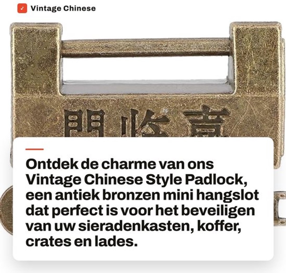 Hangslot Vintage Stijl - Mini Hangslot - Antiek Koper - Geschikt voor Sieradenkist - Duurzaam - 3,2 cm Lengte