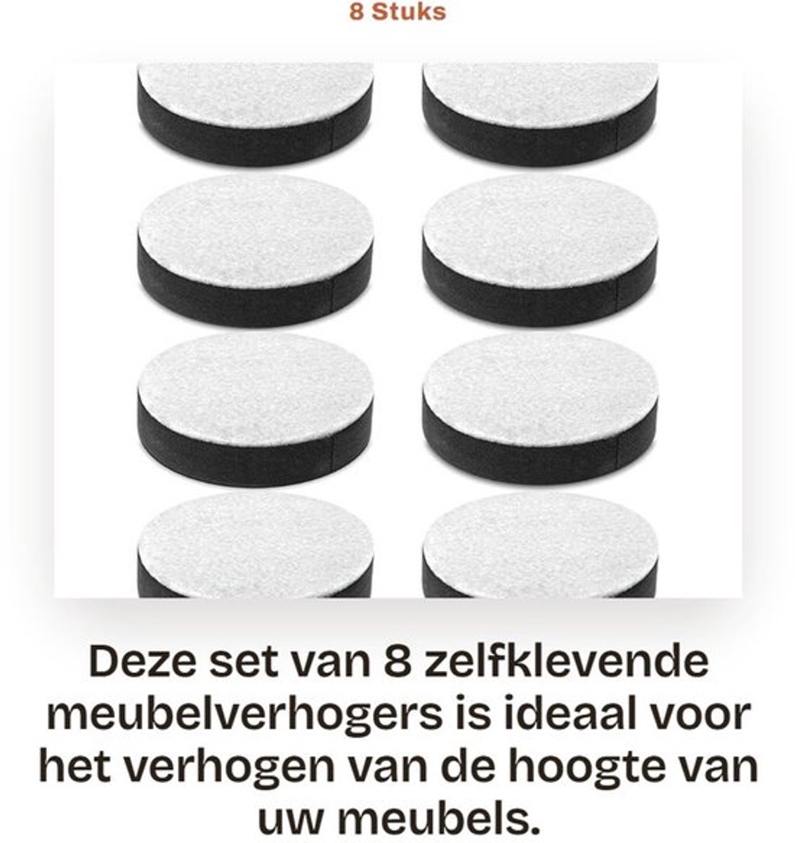 Meubelvoeten 15 mm Hoogte - Zelfklevende Ronde Verhogers - Koolstofstaal - Antislip Pad - 8 Stuks - Geschikt voor Licht Gebruik - Meubelverhogers