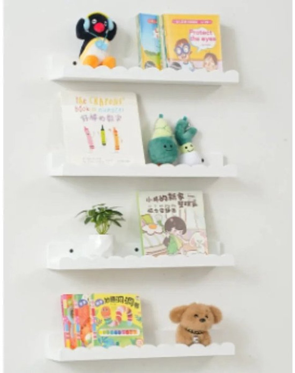 Houten zwevende plank, wandplankset met bovenblad, wandplanken van natuurlijk massief dennenhout voor kinderk
