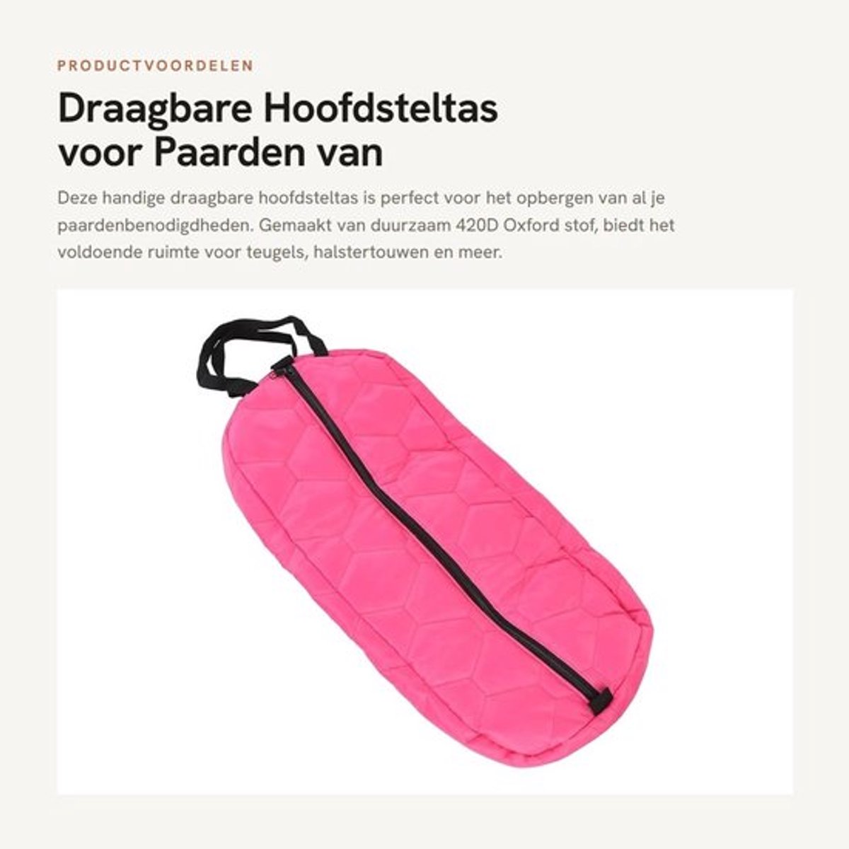 Hoofdsteltas Draagbaar - 420D Oxford-stof - Handvat met Klittenband - Haakbevestiging - Voldoende Opbergruimte - Paardenbenodigdheden - Paardentas