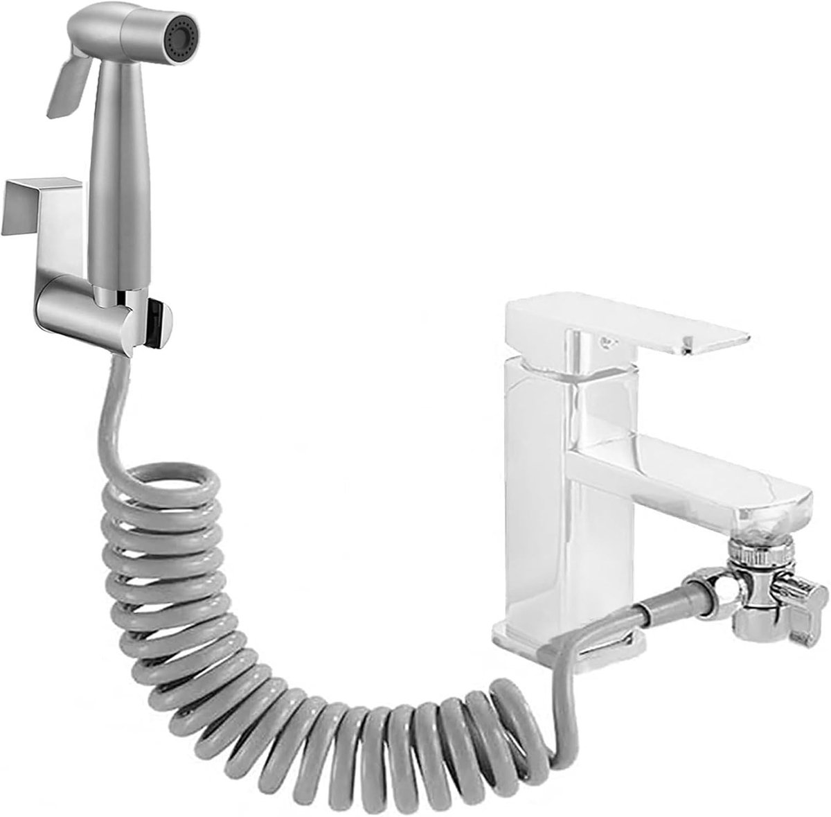 Stainless Steel Handdouche Set voor Bidet met Flush Douchekop, Veer Slanghaak en Kraan Dis