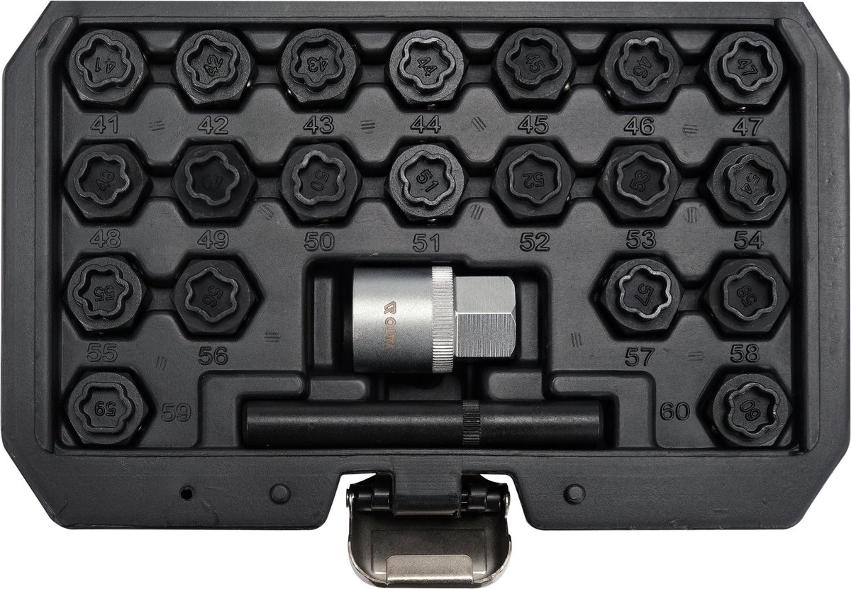 YATO Professionele Wielslot Demontageset – 22-Delig – Voor Veiligheidsschroeven & Anti-Diefstal Wielbouten – 1/2" Aansluiting – CrMo Staal (Geoxideerd) – Inclusief Koffer