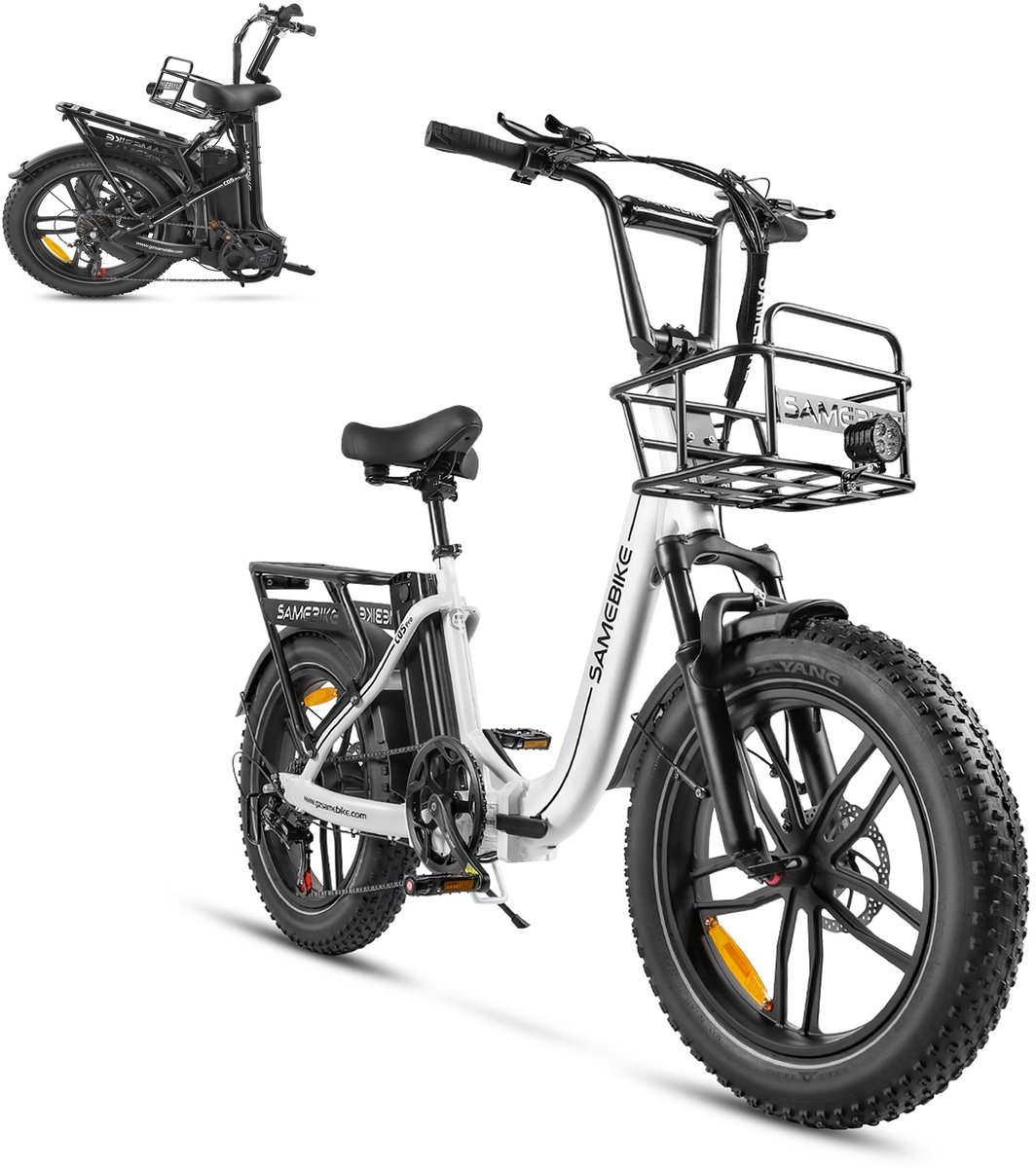 Samebike C05 Pro Elektrische Fatbike – Opvouwbare E-Bike - 250W Motor - 36V 13Ah Accu (70 km Bereik) - 20 Inch Brede Banden - Shimano 7 Versnellingen - met Dubbele Vering