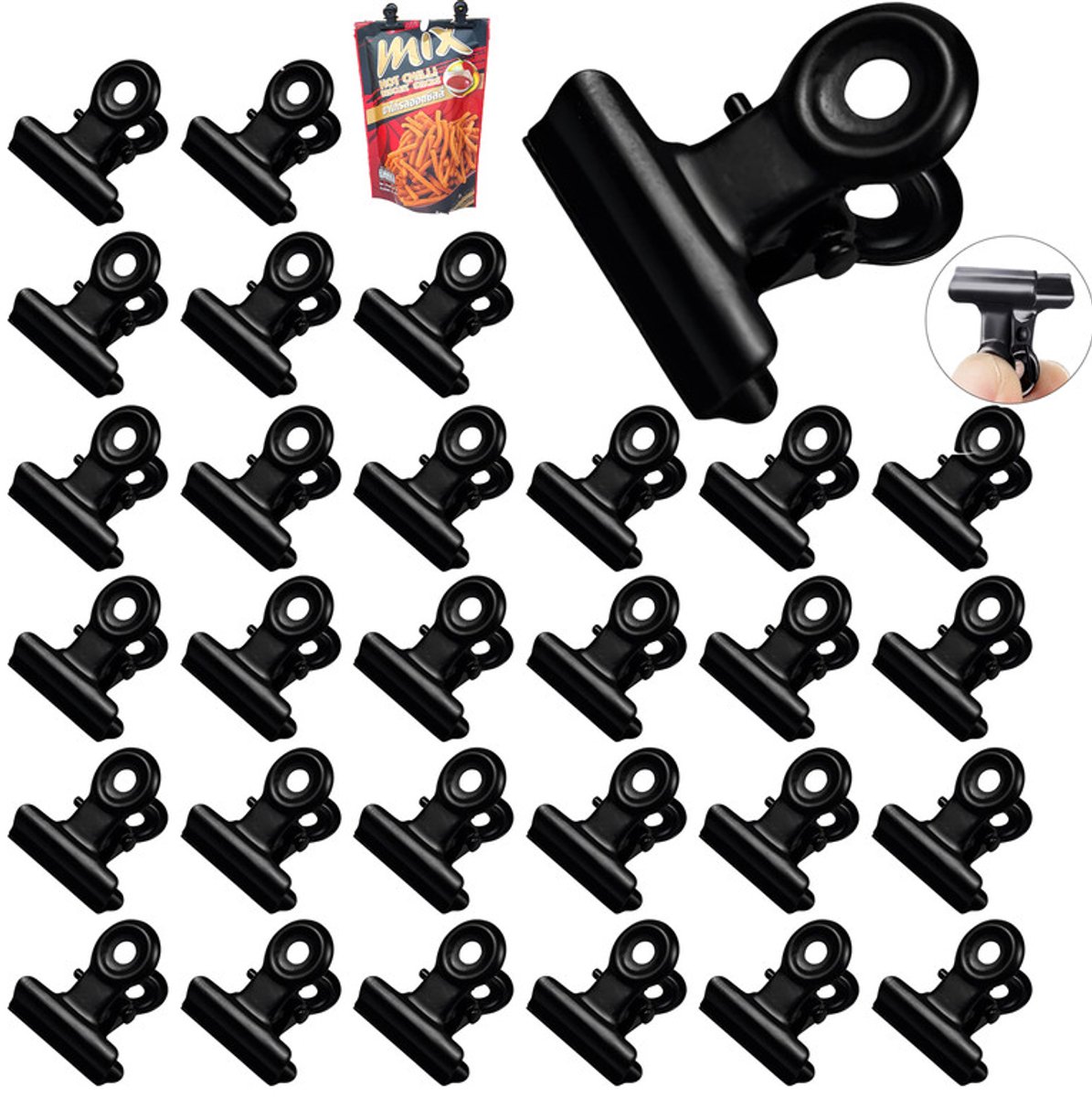 30stuks- Metalen Clip - Papierklem- Kleine zwarte clip- Bulldog Clip- Ronde klem- Fotoclips- Tickethouder- Mini Clips Voor Wandrekken- 22mm- zwart