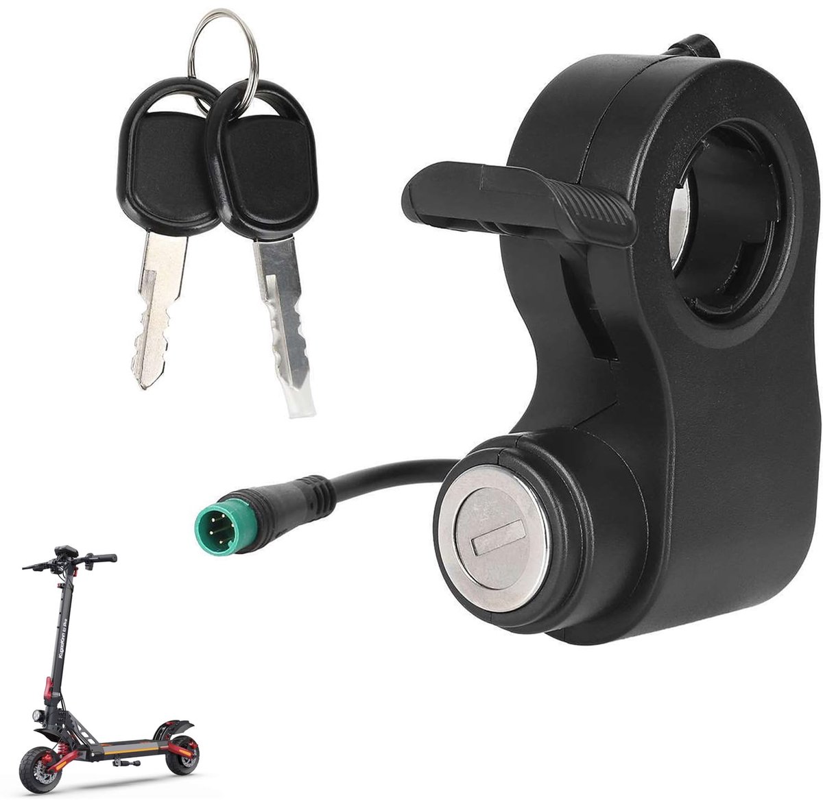 SnelShoppen - Elektrisch Deurslot voor Elektrische Scooter Kukirin G2 Pro/G2 Max, 5-polig, Startschakelaar, Gashendel met Sleutel, Contactslot voor El