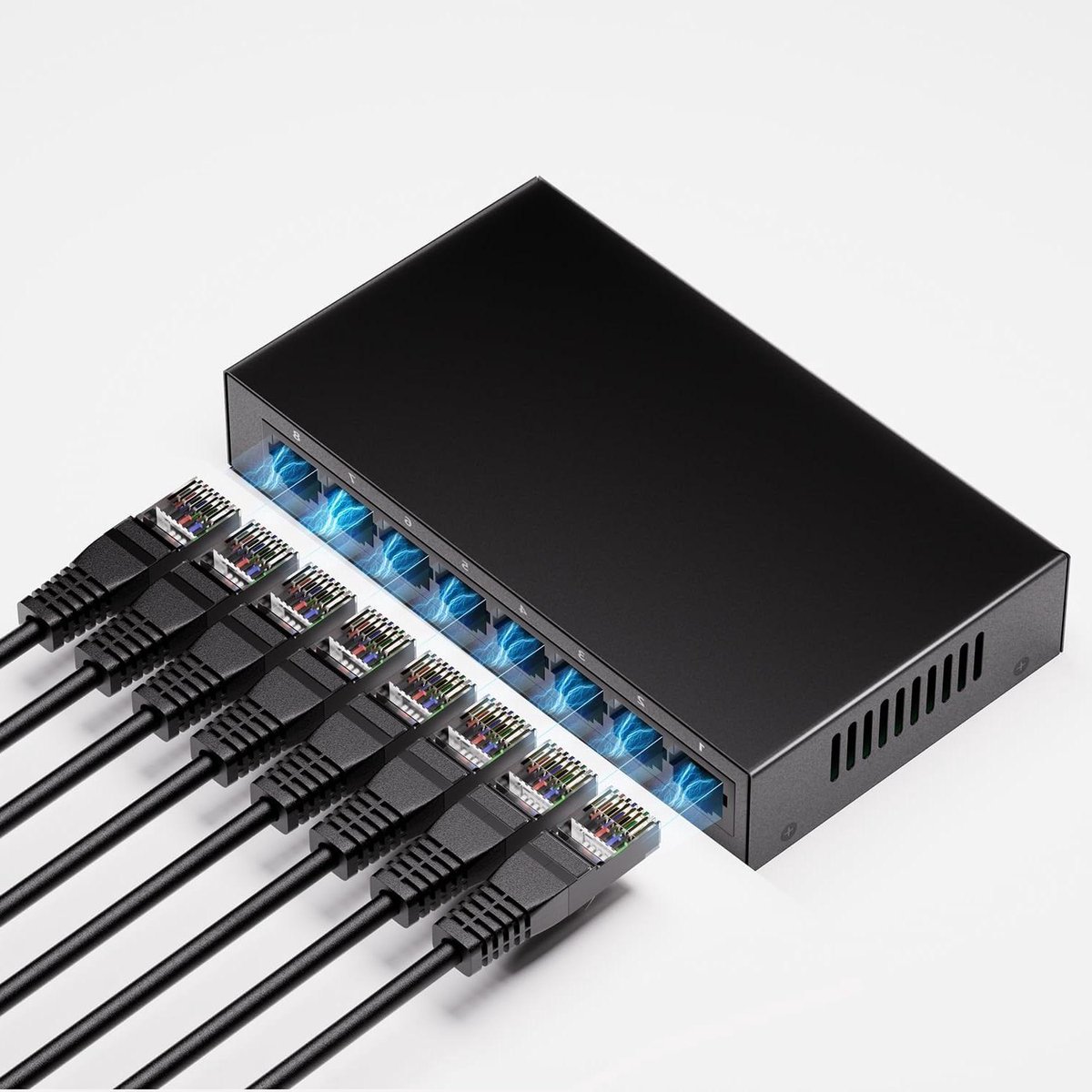 Gigabit Schakelaar - Netwerk Hub - Netwerk Uitbreiden - 8 Poorten - Plug en Play - Zwart