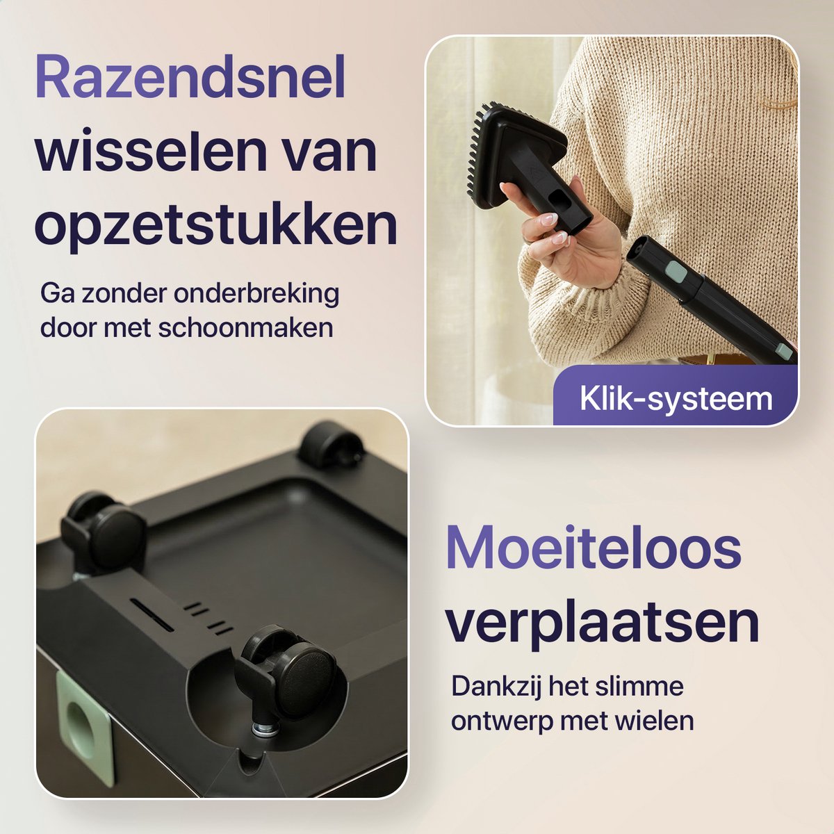 LUMAN Stoomreiniger MAX – 2600W - 60 min Stoomtijd - 2.5L Watertank – Handstoomreiniger & Tapijtreiniger - Zwart thumbnail 6