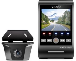 VIOFO A229 Ultra-W 2CH - Dashcam - Dual 4K voor & achter - Sony STARVIS 2 - Waterdichte achtercamera IP67 - GPS & Dual-Band Wifi - HDR Nachtzicht - Parkeermodus met Buffer - Voice Control - USB-C - Tot 512GB microSD