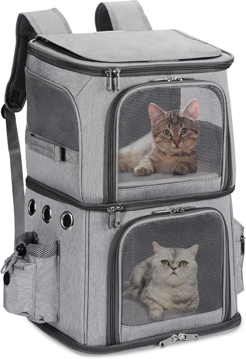 FASNATI Double-Compartment Pet Carrier Backpack, Cat Carrier Backpack for 2 Small Cats, Dogs and Rabbits, Perfect for - ShopVlot