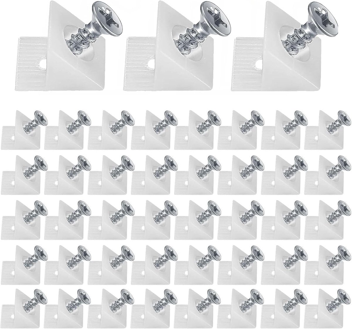 SnelShoppen - 200 Stuks Kasten Achterwand Bevestigingen, Ladebodemsteunen, Hangende Ladebases, Plastic Hoeksteunen met Schroeven - Wit (200)