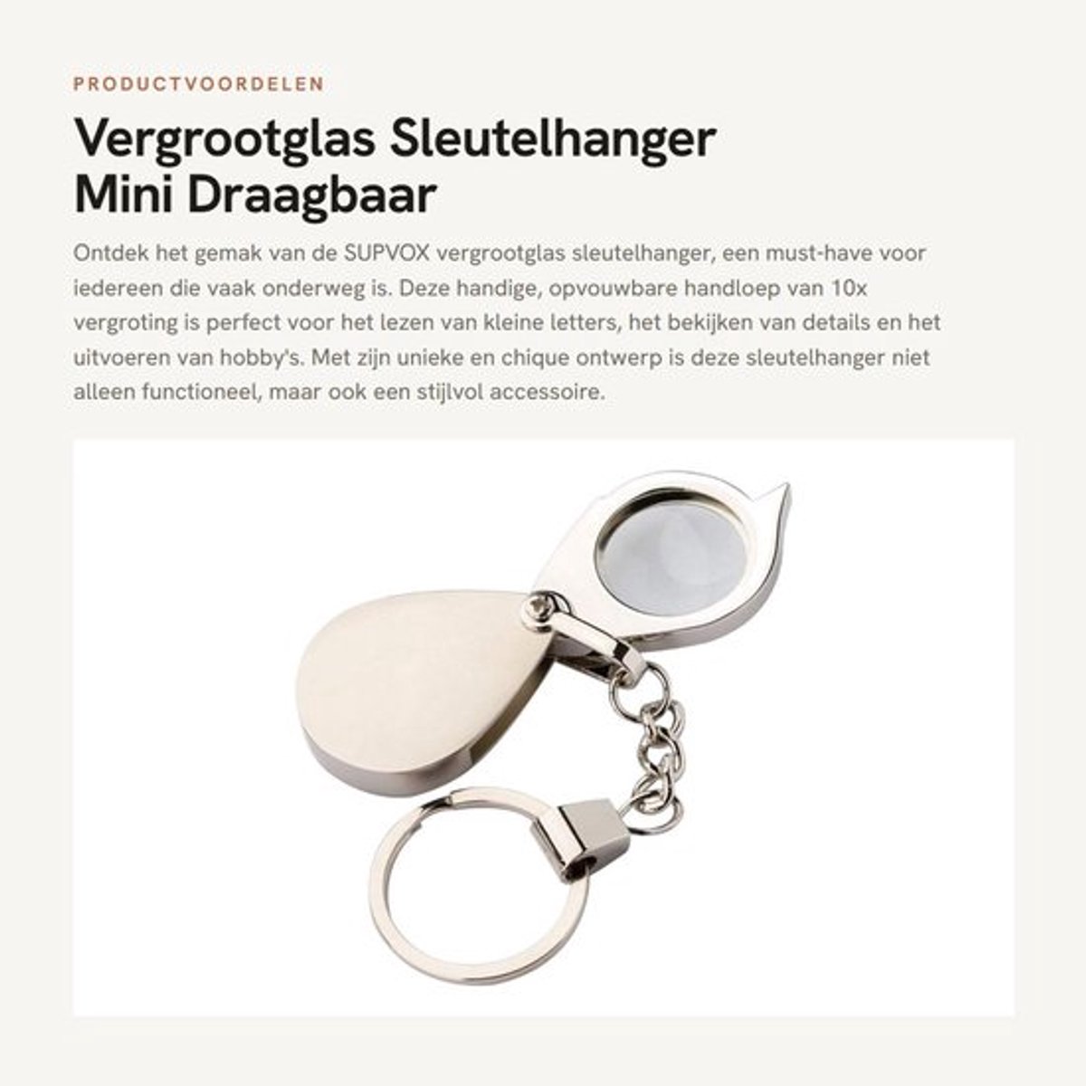 Vergrootglas 10x - Sleutelhanger - Opvouwbaar - Hoogwaardige lenzen - Duurzaam metaal - Uniek ontwerp - Loep