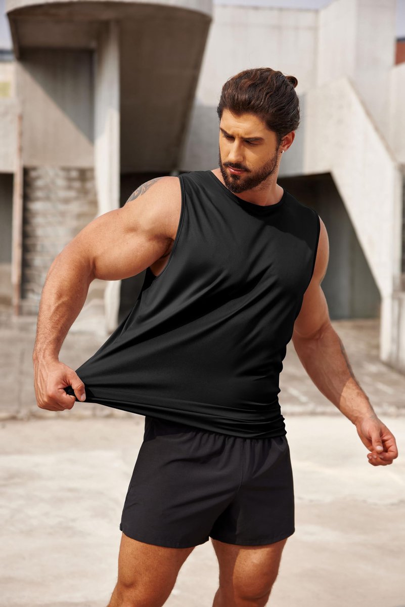 SnelShoppen - COOFANDY Tanktop Heren Set van 2/3 Stuks, Mouwloos Spiershirt, Bodybuilding Okselshirts, UPF 50 Zonbescherming, Functioneel Shirt XXL
