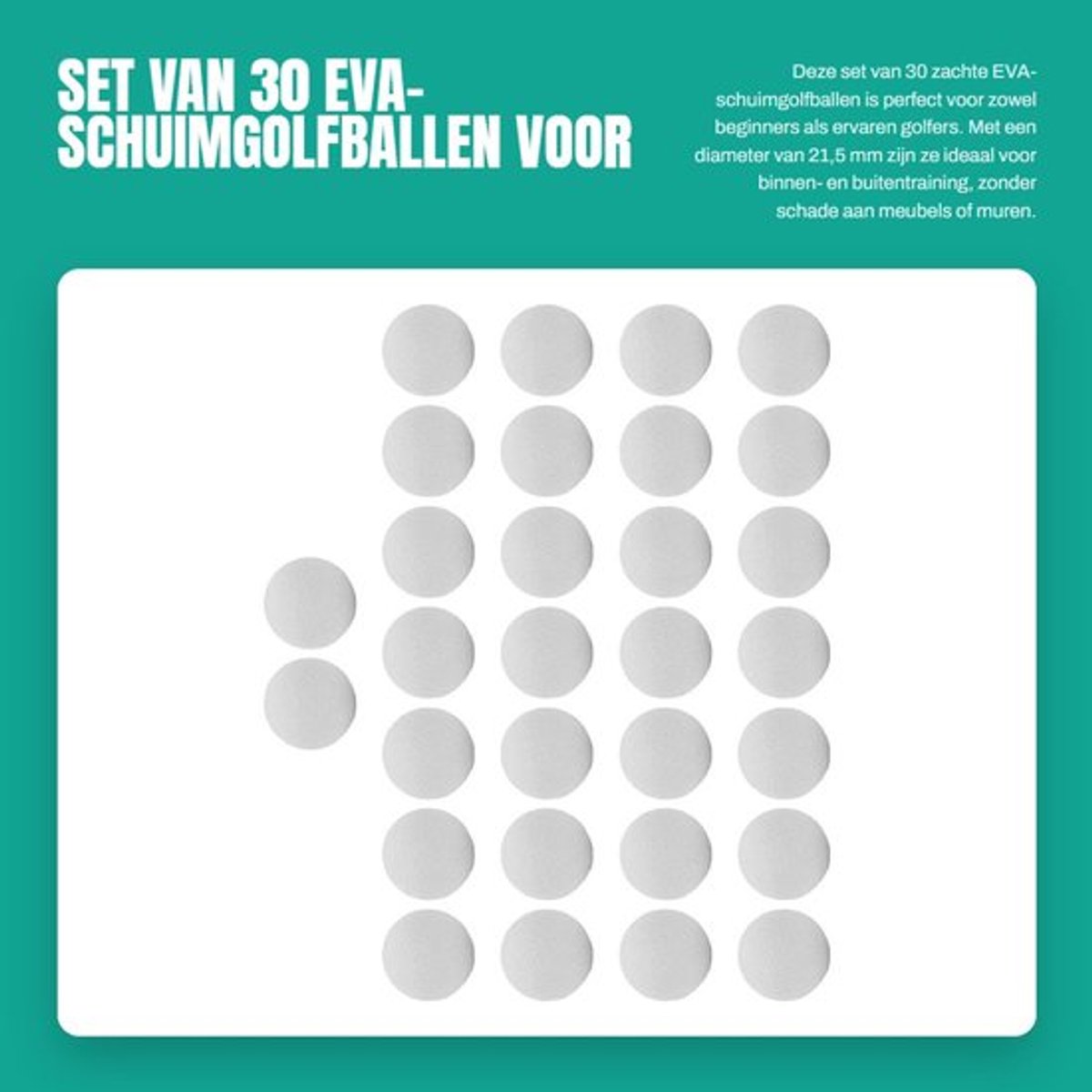 Schuimgolfballen 30 Stuks - Zachte Schuimoefengolfballen - Voor Heren/Dames - Binnen/Buitentraining - 21,5 Mm - EVA Materiaal - Golfballen