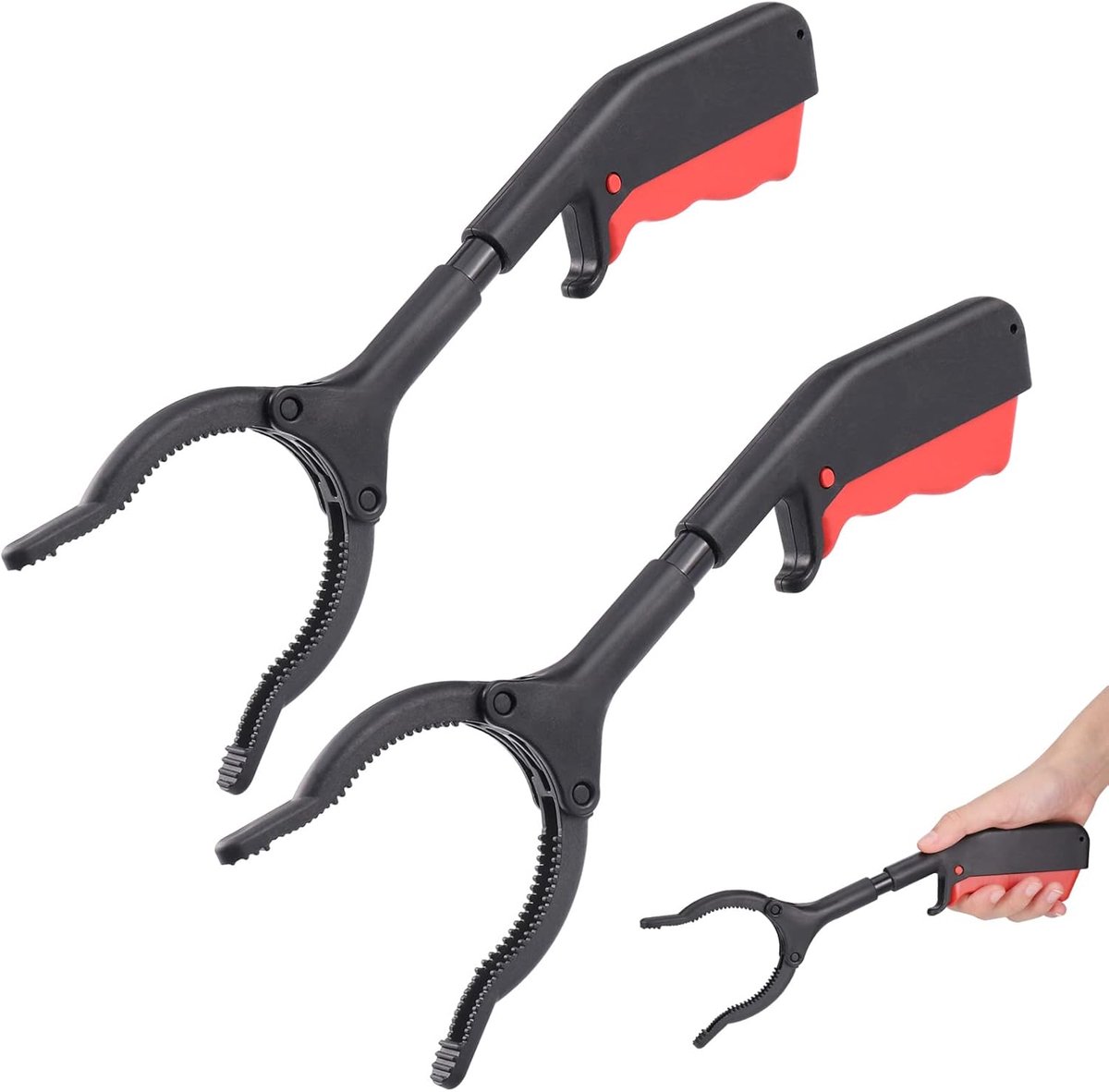 Prullenbakclip - 30 cm - Geschikt voor volwassenen en kinderen - Handondersteunend grijphulpmiddel - Gemakkelijk te gebruiken voor mensen met een beperking - Multifunctioneel - Set van 2 - Zwart