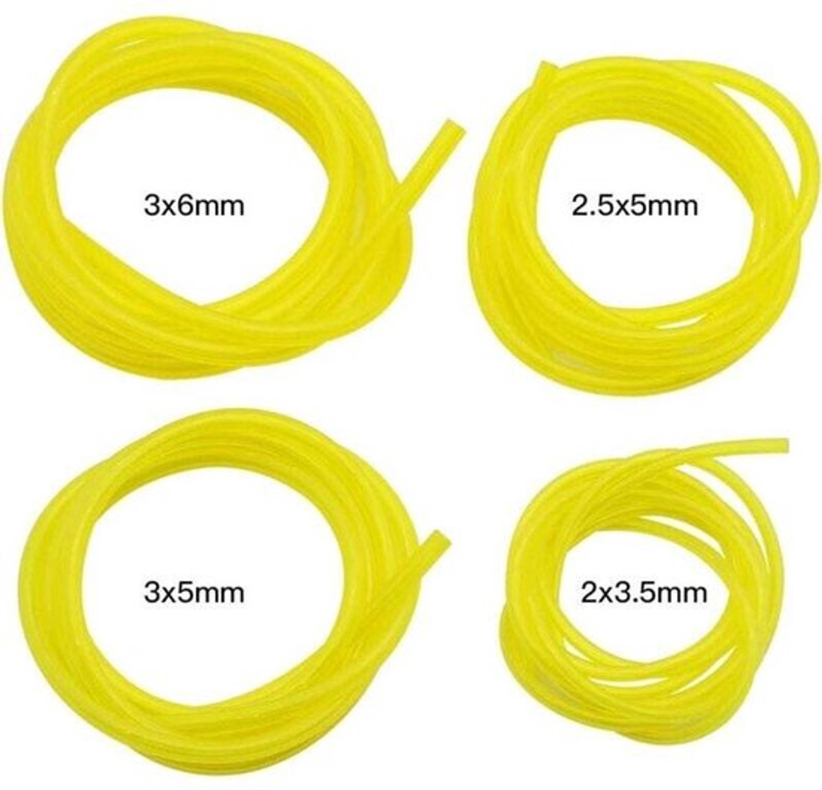 Een set van 4 brandstofslangen, elk 1,5 meter lang, zijn universele brandstofslangen die geschikt zijn Geschikt voor trimmers, kettingzagen en grasmaaiers.