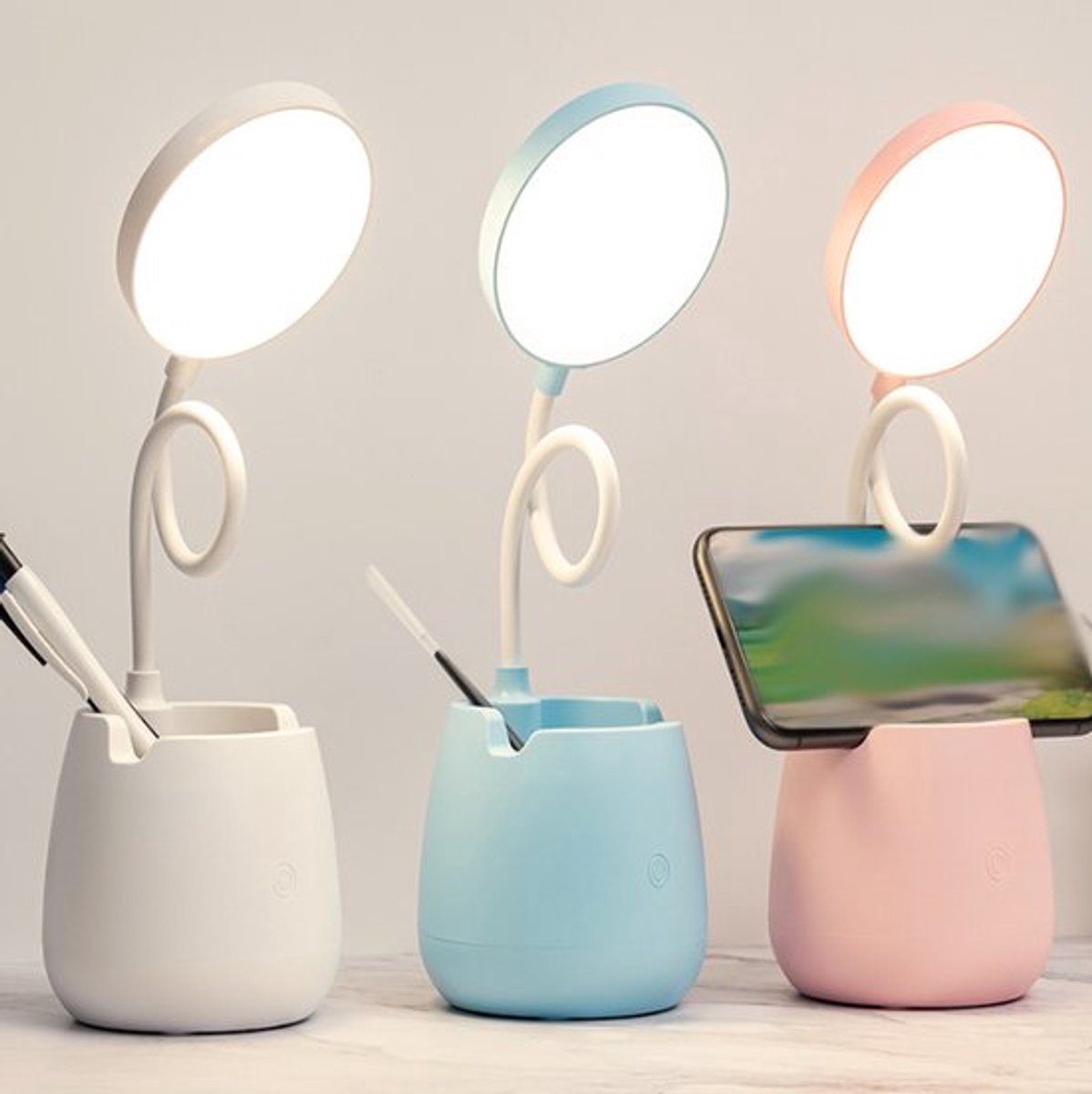 Oplaadbare leeslamp, LED-bureaulamp voor kinderen, 3 kleurstanden, traploos dimmen, geschi