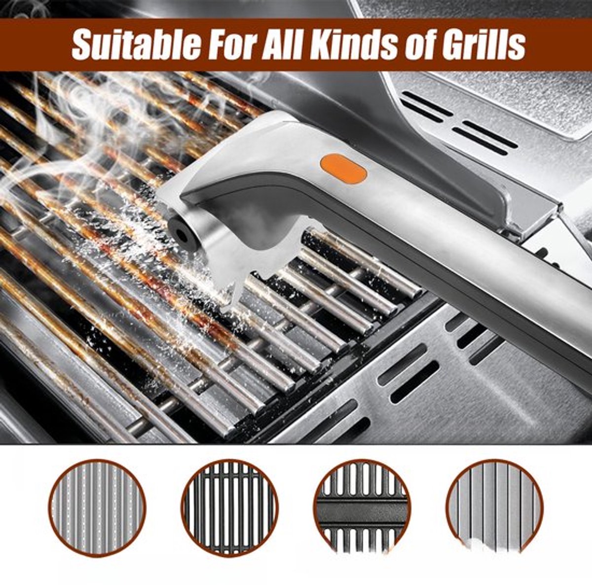 Barbecueborstel, elektrische borstel, efficiënt, voor buitenbarbecue, barbecueborstel, barbecue-reinigingskop, barbecueborstel barbecue-accessoires, cadeau voor mannen/vader