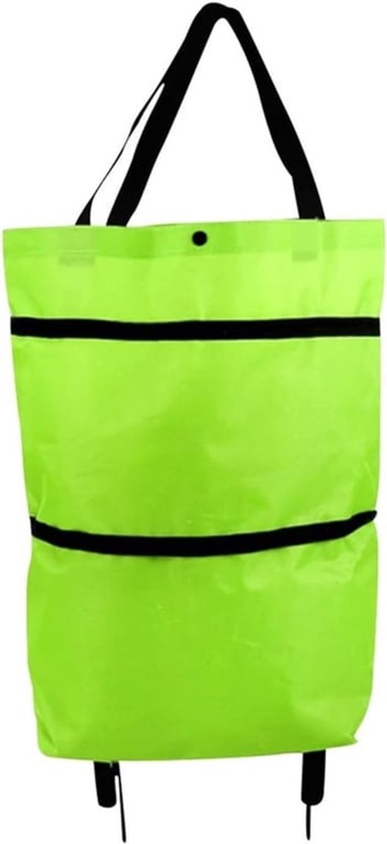 Winkelwagen op wielen (1 stuk), opvouwbaar, milieuvriendelijk (groen) boodschappenkarretje.