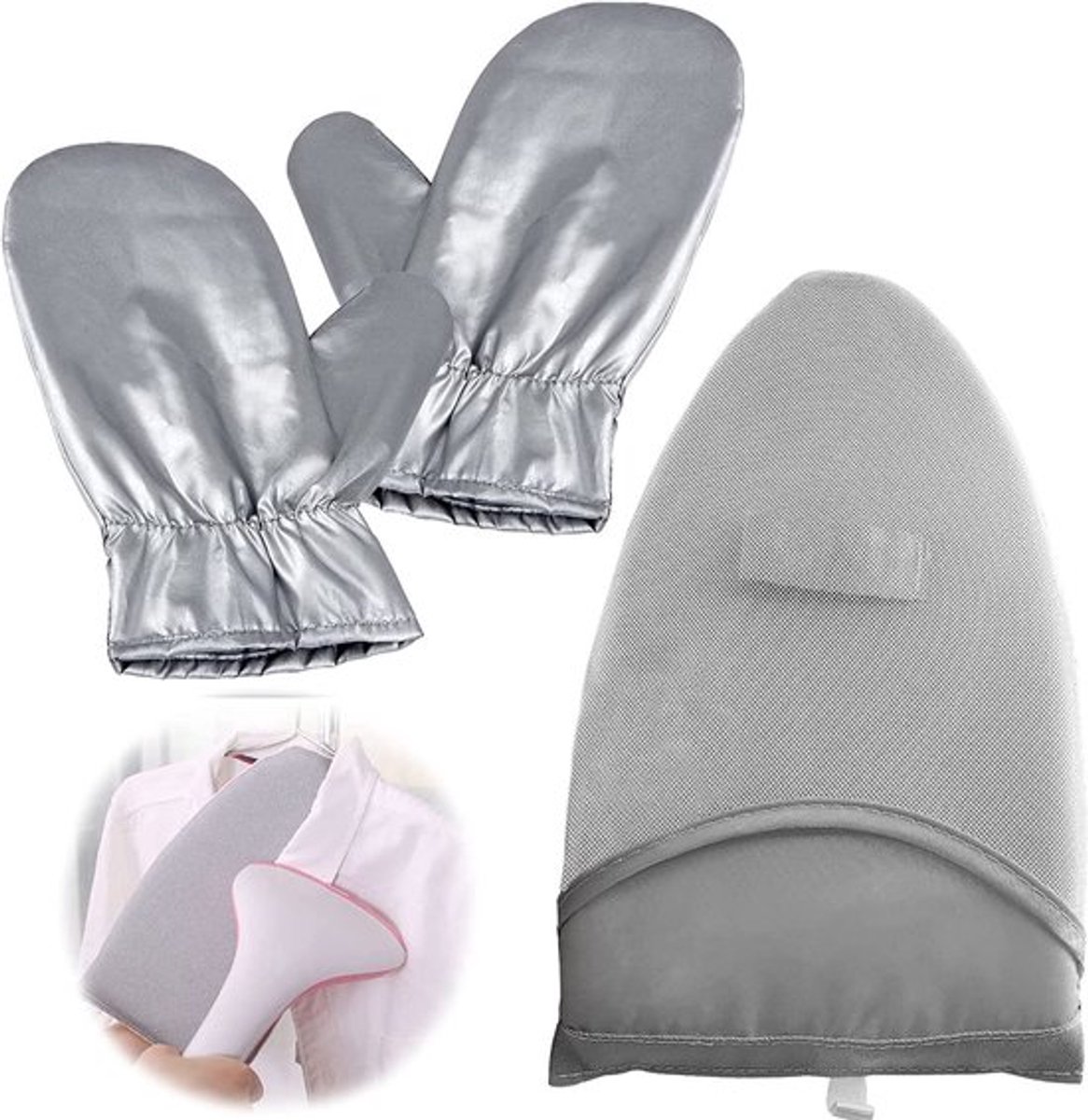 Handstrijkplankset, hitte-isolerende, verdikte stoomstrijkhandschoenen, kleine strijkplank voor thuisgebruik.