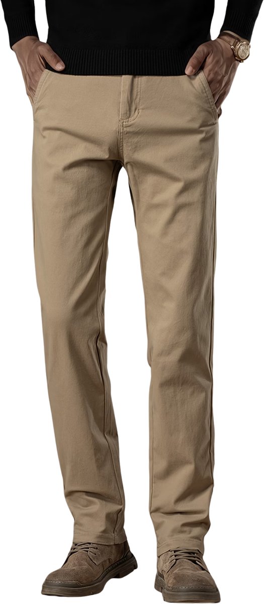 Currero Pantalon Heren Chino Regular Fit Golfbroek Nette Broek Met Elastische Tailleband Volwassenen XXL Creme