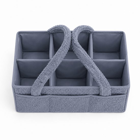 Vavida - Commodemandje - Blauwgrijs - Teddy - 40 x 26 x 17 cm - Babykamer - Baby - Commode - Mandje — afbeelding 3