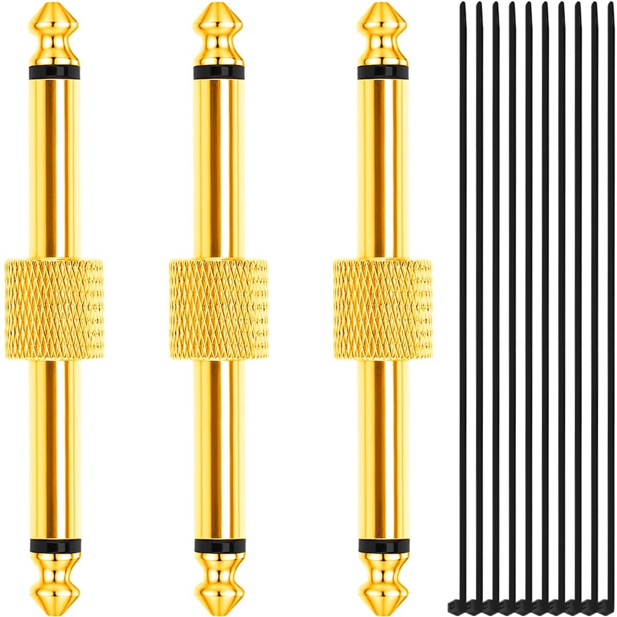 Set van 3 gitaarpedaal patchstekkers 6,35 mm - Effectpedaal koppeling voor audioverbindingen, TS stekker naar TS stekker converter