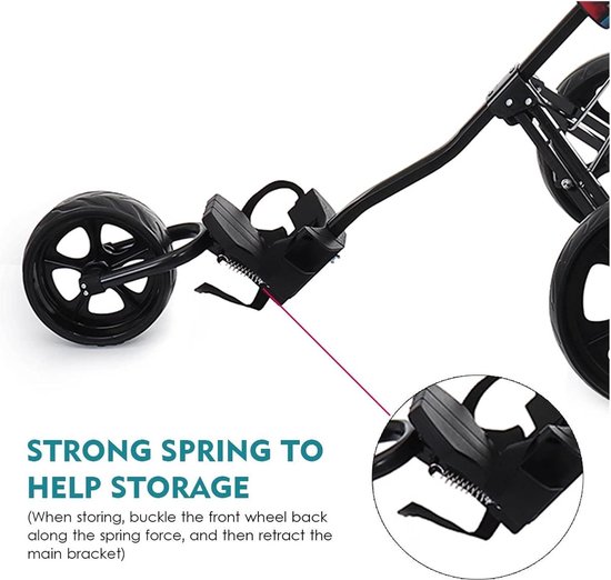 Golf Trolley - Push Cart - Golfen - Opvouwbaar Ontwerp - 3 Wielen - Zwart van GOLF — afbeelding 4