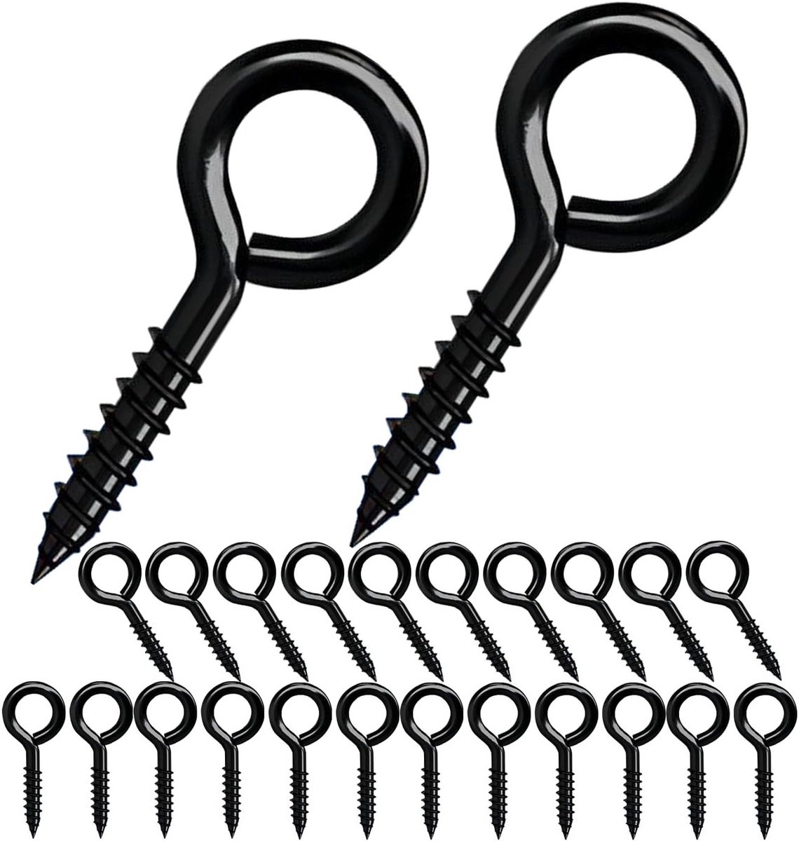 Allecto Plus - 20 stuks oogschroeven 28mm zelftappende schroeven plafondhaak zwart