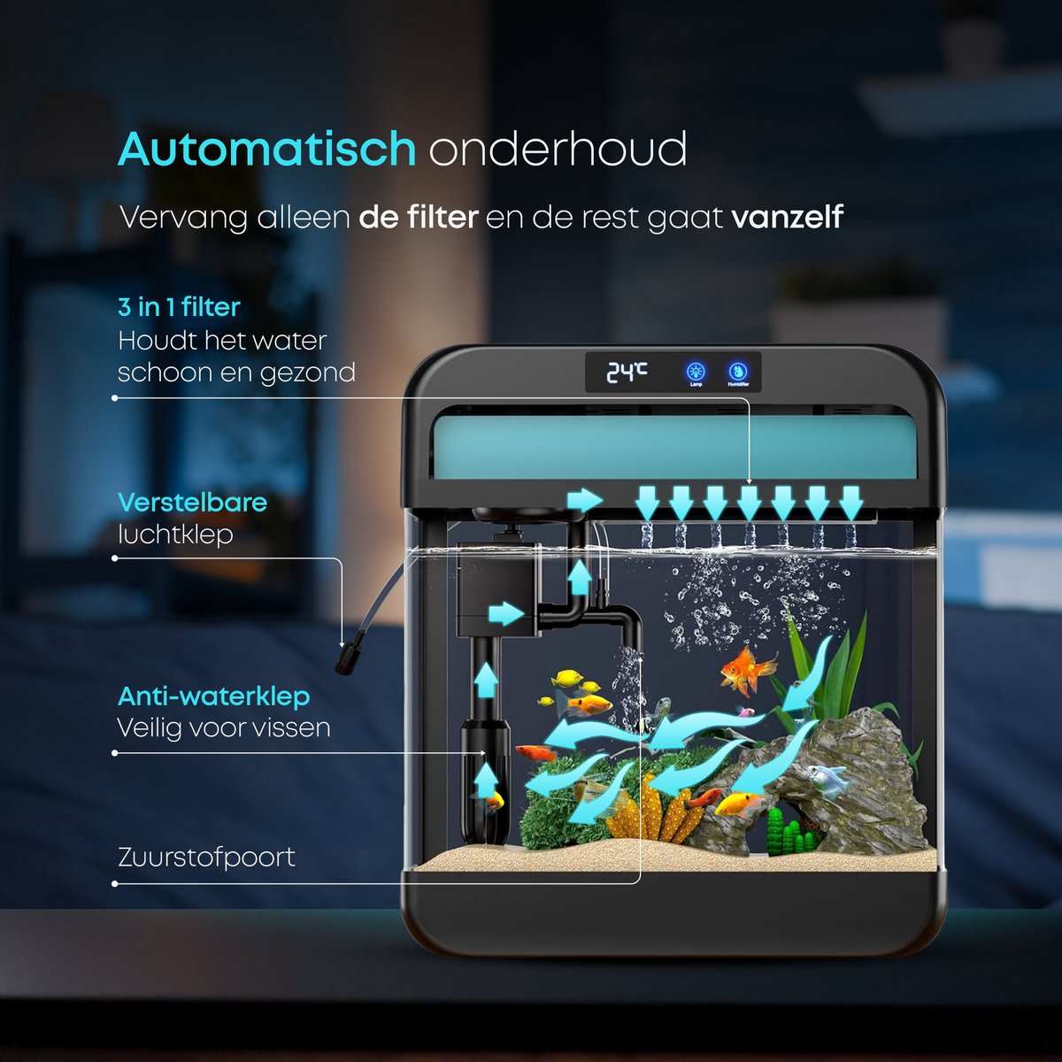AquaImpact Zelfreinigend Aquarium 13 L - 3-in-1 pomp en LED thumbnail 3