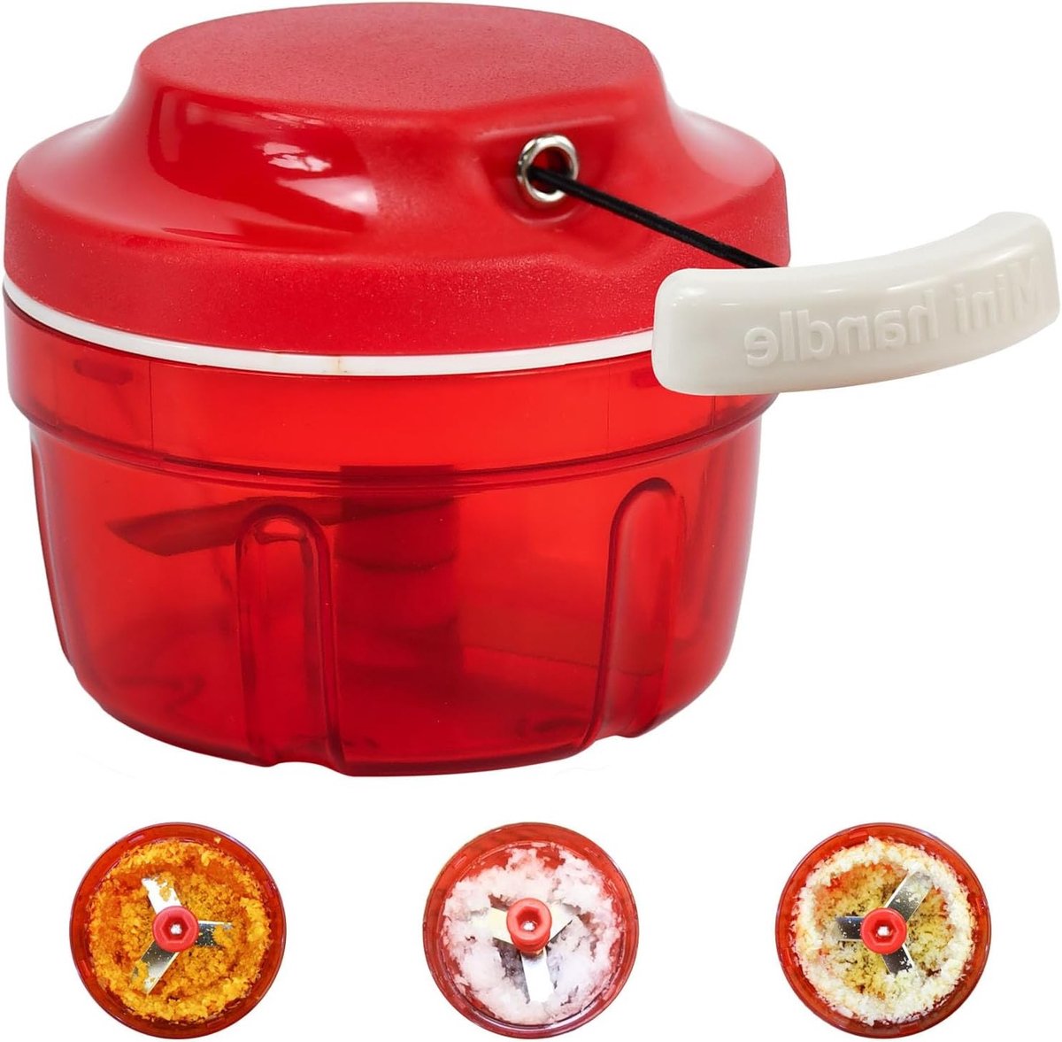 Handmatige Hakker voor Keuken, Eenvoudig te Trekken, Multifunctionele Hakker met 3 Messen voor Uien en Knoflook, Ideaal voor Groenten en Kruiden
