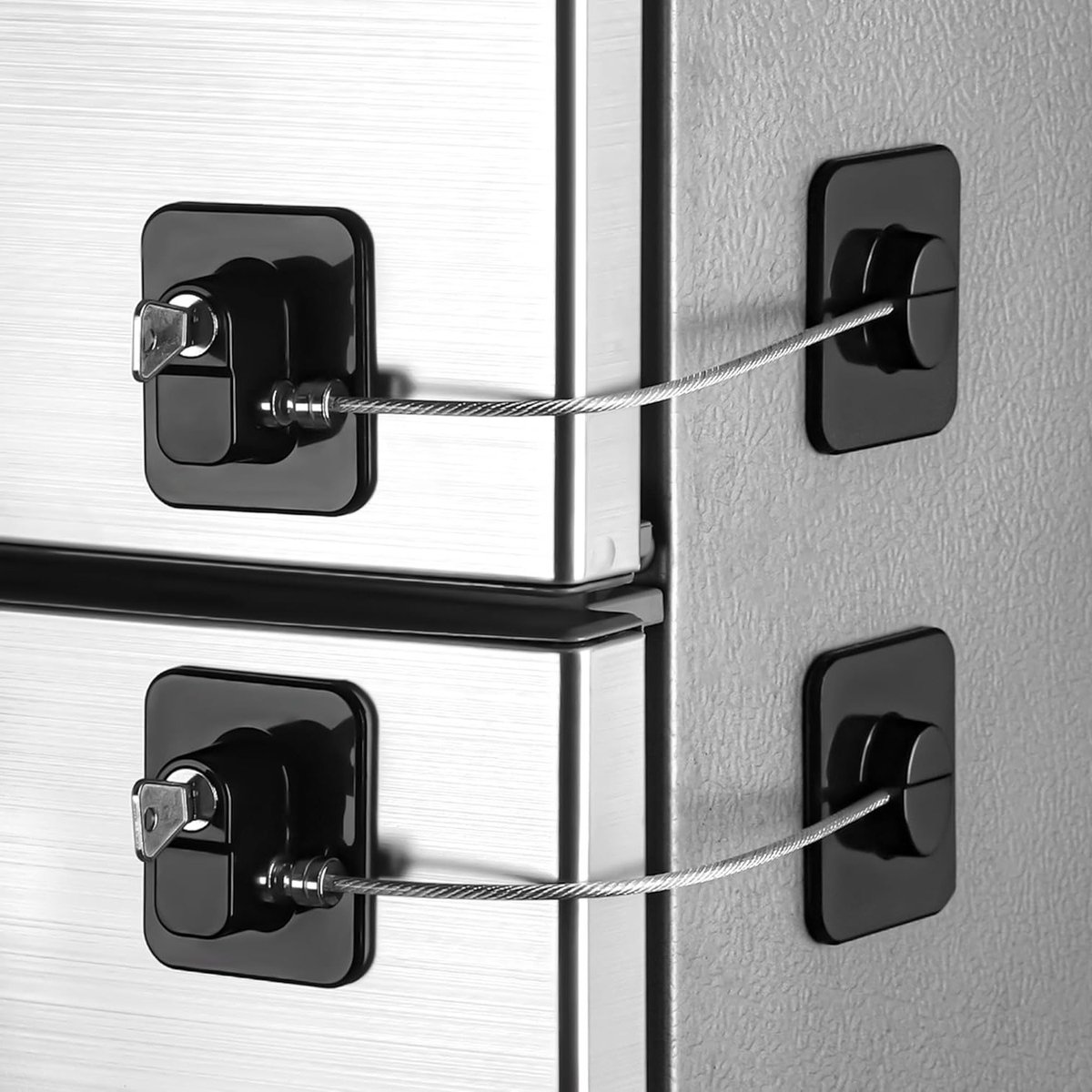 Veilige Deursloten voor Koelkast, Sterke Lijm zonder Boren, Kindveiligheid en Huisdierbescherming, Roestvrijstalen Zinklegering, 2 Stuks