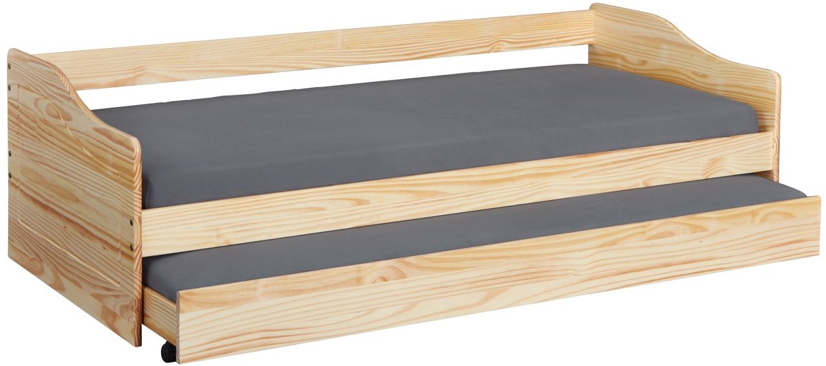 Interlink SAS Uitschuifbed Leonie | 90 x 200 cm | 100% Melaminecoating | Kleur: Blondbruin - Interlink - Kajuitbedden - Bruin - Melamine - Kajuitbedden - Kajuitbed