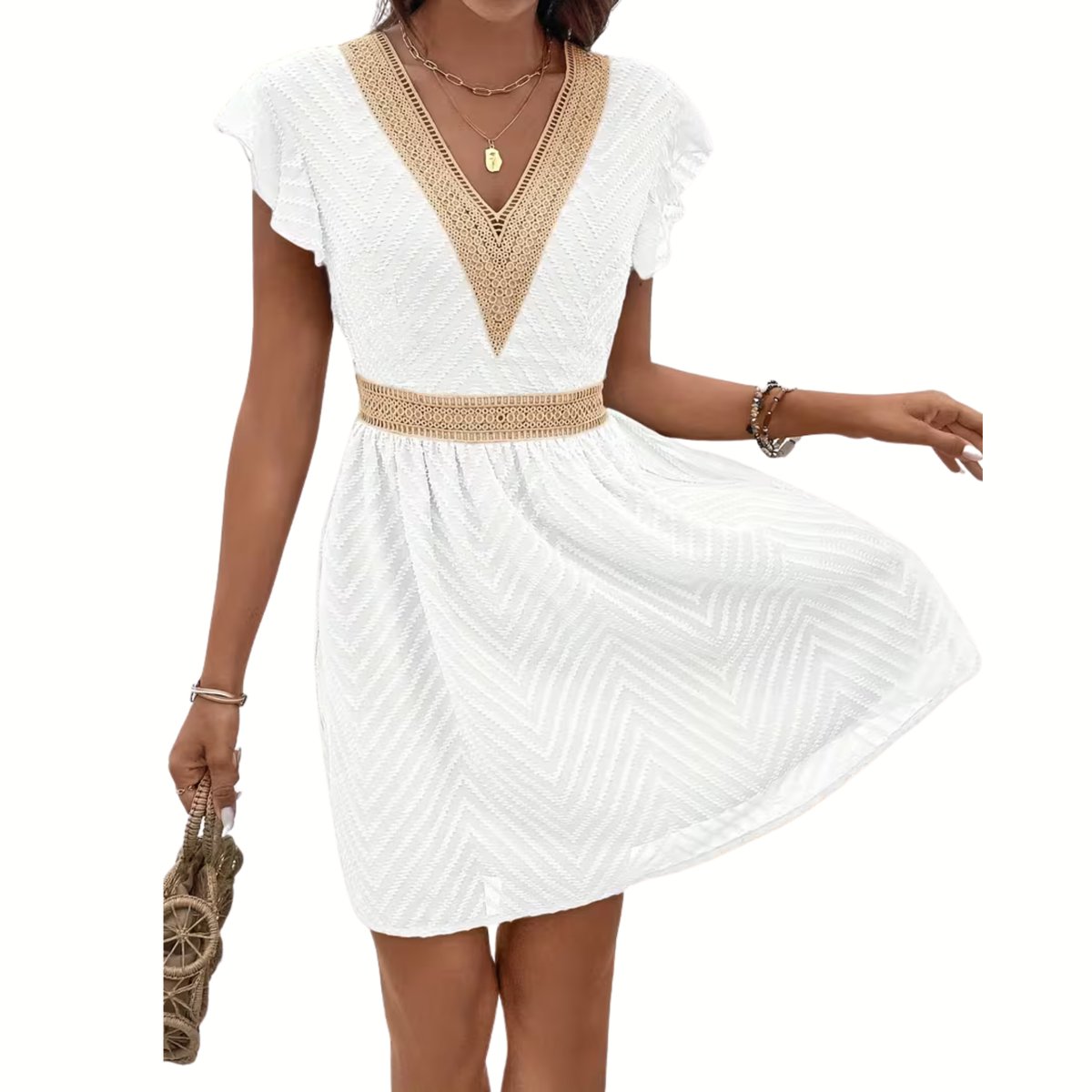 Currero Zomerjurk Dames Zomerjurken Volwassenen Vrouwen Midi Jurk Ibiza Stijl Sundress Dress S Wit