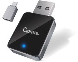 CarMe Mini 2-in-1 CarPlay Dongle V2 - CarPlay Adapter - Draadloos CarPlay & Android Auto - USB-A & USB-C - Android Auto Dongle - Zilver