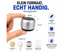 Mini Bluetooth Speaker met Deep Bass – Aluminium Behuizing – Sensor TWS Pairing – TF-kaart – Compact & Draagbaar – Zilver