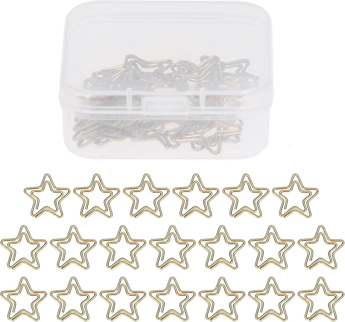 Gouden paperclips, 20 stuks, stervormige mini clips voor kantoor, school en thuisdecoratie, multifunctionele bladwijzers en bestandbeheerder (20 x 0.7 inch)