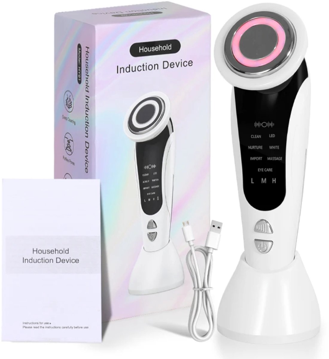 DERMAWAND: Huidverjongingsapparaat – SKINCARE 5 IN 1 - Facelift Apparaat Licht met EMS Therapie. Anti-age, egaliserend en huidzuiverend effect tegen acne.