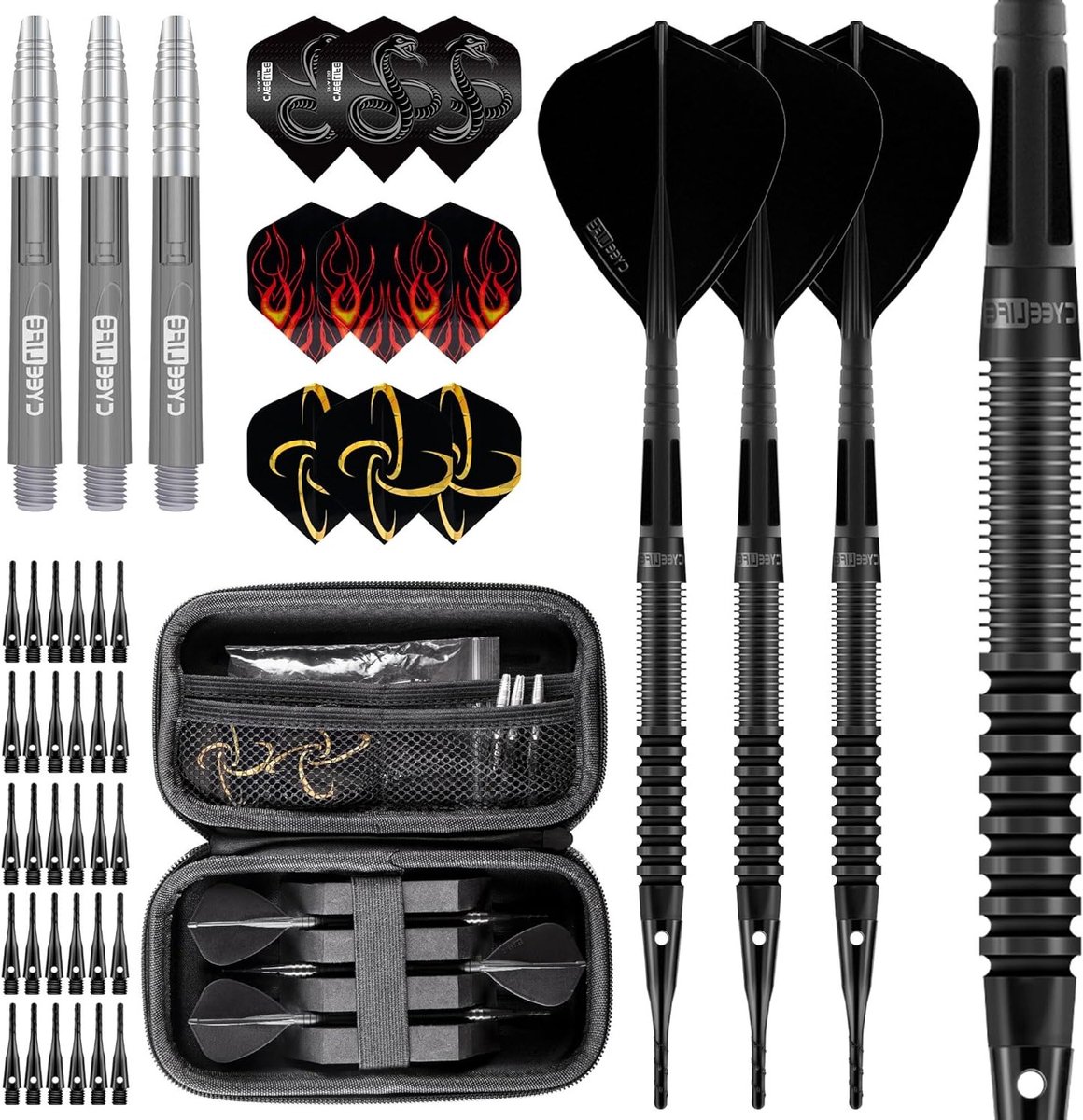 Tungsten Soft Darts Set - Zwarte Darts voor Precisie en Precisie Gooiervaring, Ideaal voor Competitief Spel