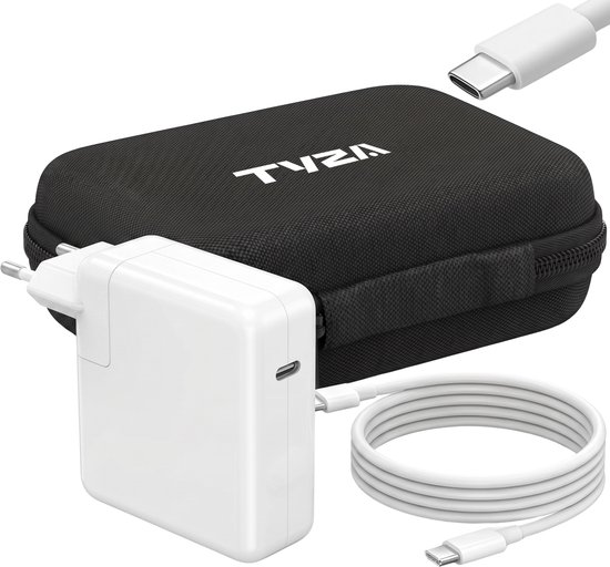 Chargeur rapide TYZA Basic 87W USB-C - Câble de 180 cm et étui EVA Premium - Pour ordinateurs portables, tablettes et smartphones USB-C